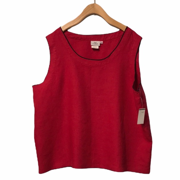 HOT COTTON Red Linen Top - Picture 7 of 7